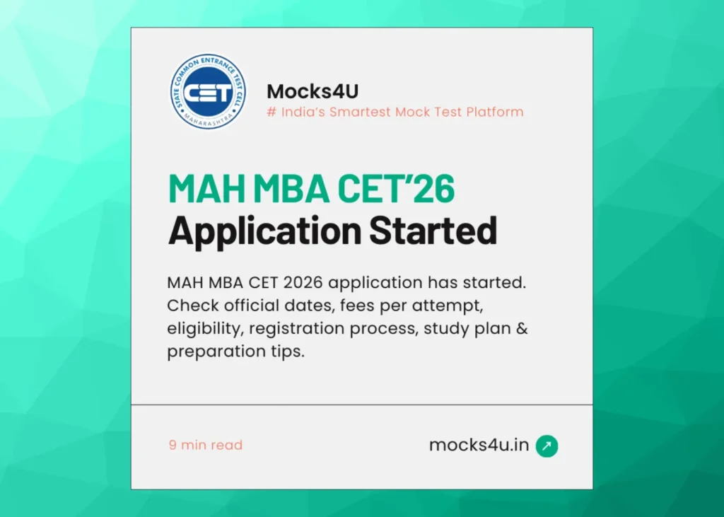 MAH MBA CET 2026 Application Started – Dates, Fees, Process