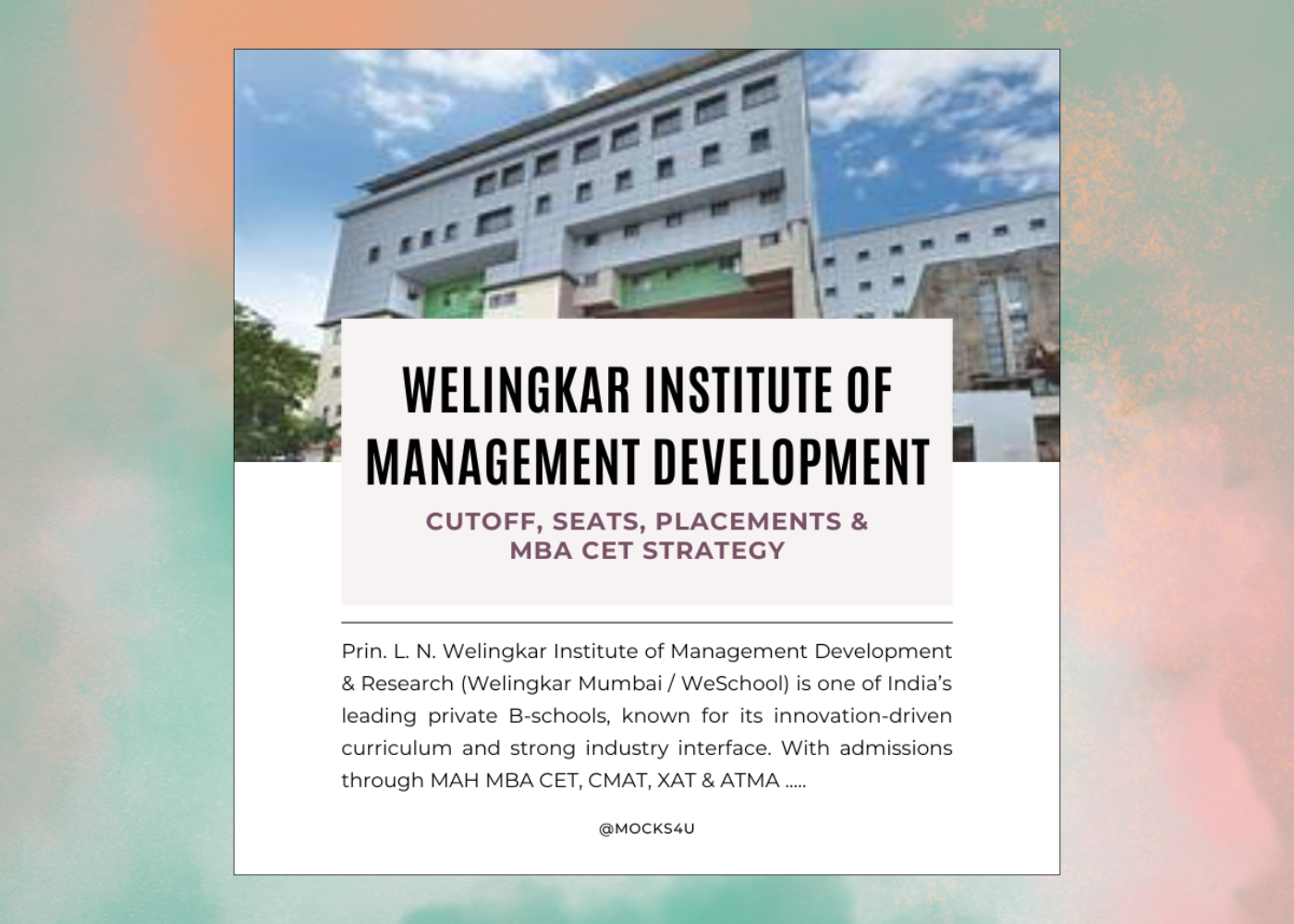 Welingkar Mumbai 2026: Cutoff, Fees, Seats & Placements